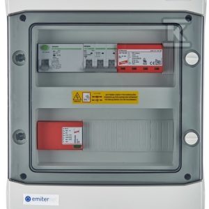 Rozdzielnica przyłączeniowa DCAC hermetyczna IP65 EMITER z ogranicznikiem przepięć DC Dehn 1000V typu 1+2, 1 x łańcuch PV, 1 x MPPT // ogr. AC Dehn typ 1+2, 10A 3-F, RCD typ A 40A/300mA EM-1101_DCAC Rozdzielnica przyłączeniowa DCAC hermetyczna IP65 EMITER z ogranicznikiem przepięć DC Dehn 1000V typu 1+2, 1 x łańcuch PV, 1 x MPPT // ogr. AC Dehn typ 1+2, 10A 3-F, RCD typ A 40A/300mA EM-1101_DCAC