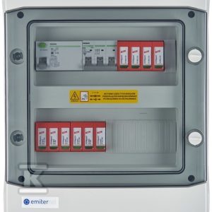 Rozdzielnica przyłączeniowa DCAC hermetyczna IP65 EMITER z ogranicznikiem przepięć DC Dehn 1000V typu 2, 2 x łańcuch PV, 2 x MPPT // ogr. AC Dehn typ 2, 10A 3-F, RCD typ A 40A/300mA EM-1102_DCAC Rozdzielnica przyłączeniowa DCAC hermetyczna IP65 EMITER z ogranicznikiem przepięć DC Dehn 1000V typu 2, 2 x łańcuch PV, 2 x MPPT // ogr. AC Dehn typ 2, 10A 3-F, RCD typ A 40A/300mA EM-1102_DCAC