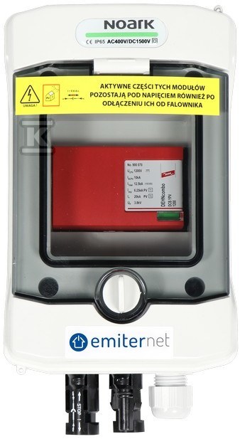 Rozdzielnica hermetyczna EMITER z ogranicznikiem przepięć DC Dehn 1000V typu 1+2, 1x łańcuch PV, 1x MPPT EM-5_DC - obrazek 1