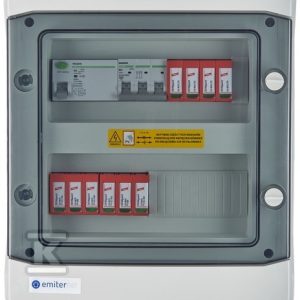 Rozdzielnica przyłączeniowa DCAC hermetyczna IP65 EMITER z ogranicznikiem przepięć DC Dehn 1000V typu 2, 2 x łańcuch PV, 2 x MPPT // ogr. AC Dehn typ 2, 20A 3-F, RCD typ A 40A/300mA EM-588_DCAC Rozdzielnica przyłączeniowa DCAC hermetyczna IP65 EMITER z ogranicznikiem przepięć DC Dehn 1000V typu 2, 2 x łańcuch PV, 2 x MPPT // ogr. AC Dehn typ 2, 20A 3-F, RCD typ A 40A/300mA EM-588_DCAC