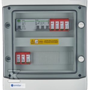 Rozdzielnica przyłączeniowa DCAC hermetyczna IP65 EMITER z ogranicznikiem przepięć DC Dehn 1000V typu 2, 1 x łańcuch PV, 1 x MPPT // ogr. AC Dehn typ 2, 10A 3-F, RCD typ A 40A/300mA EM-714_DCAC Rozdzielnica przyłączeniowa DCAC hermetyczna IP65 EMITER z ogranicznikiem przepięć DC Dehn 1000V typu 2, 1 x łańcuch PV, 1 x MPPT // ogr. AC Dehn typ 2, 10A 3-F, RCD typ A 40A/300mA EM-714_DCAC