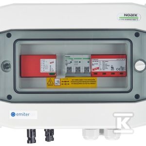 Rozdzielnica przyłączeniowa DCAC hermetyczna IP65 EMITER z ogranicznikiem przepięć DC Dehn 1000V typu 1+2, 1 x łańcuch PV, 1 x MPPT // ogr. AC Dehn typ 1+2, 10A 3-F EM-78_DCAC Rozdzielnica przyłączeniowa DCAC hermetyczna IP65 EMITER z ogranicznikiem przepięć DC Dehn 1000V typu 1+2, 1 x łańcuch PV, 1 x MPPT // ogr. AC Dehn typ 1+2, 10A 3-F EM-78_DCAC