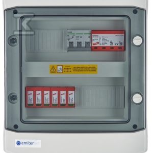 Rozdzielnica przyłączeniowa DCAC hermetyczna IP65 EMITER z ogranicznikiem przepięć DC Dehn 1000V typu 2, 2 x łańcuch PV, 2 x MPPT // ogr. AC Dehn typ 1+2, 10A 3-F EM-841_DCAC Rozdzielnica przyłączeniowa DCAC hermetyczna IP65 EMITER z ogranicznikiem przepięć DC Dehn 1000V typu 2, 2 x łańcuch PV, 2 x MPPT // ogr. AC Dehn typ 1+2, 10A 3-F EM-841_DCAC