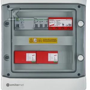 Rozdzielnica przyłączeniowa DCAC hermetyczna IP65 EMITER z ogranicznikiem przepięć DC Dehn 1000V typu 1+2, 2 x łańcuch PV, 2 x MPPT // ogr. AC Dehn typ 1+2, 20A 3-F, RCD typ A 40A/100mA EM-918_DCAC Rozdzielnica przyłączeniowa DCAC hermetyczna IP65 EMITER z ogranicznikiem przepięć DC Dehn 1000V typu 1+2, 2 x łańcuch PV, 2 x MPPT // ogr. AC Dehn typ 1+2, 20A 3-F, RCD typ A 40A/100mA EM-918_DCAC