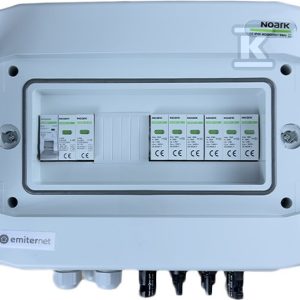 Rozdzielnica DCAC hermetyczna IP65 EMITER z ogranicznikiem przepięć DC Noark 1000V typu 2, 2 x MPPT / ogr. AC Noark typ 2, 10A 1-F EM-1354N_DCAC Rozdzielnica DCAC hermetyczna IP65 EMITER z ogranicznikiem przepięć DC Noark 1000V typu 2, 2 x MPPT / ogr. AC Noark typ 2, 10A 1-F EM-1354N_DCAC