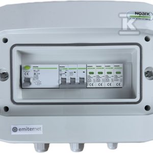 Rozdzielnica DCAC hermetyczna IP65 EMITER z ogranicznikiem przepięć DC Noark 1000V typu 2, 2 x MPPT / ogr. AC Noark typ 2, 16A 1-F EM-1356N_DCAC Rozdzielnica DCAC hermetyczna IP65 EMITER z ogranicznikiem przepięć DC Noark 1000V typu 2, 2 x MPPT / ogr. AC Noark typ 2, 16A 1-F EM-1356N_DCAC