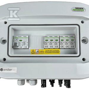 Rozdzielnica DCAC hermetyczna IP65 EMITER z ogranicznikiem przepięć DC Noark 1000V typu 2, 2 x MPPT / ogr. AC Noark typ 2, 20A 1-F EM-1357N_DCAC Rozdzielnica DCAC hermetyczna IP65 EMITER z ogranicznikiem przepięć DC Noark 1000V typu 2, 2 x MPPT / ogr. AC Noark typ 2, 20A 1-F EM-1357N_DCAC