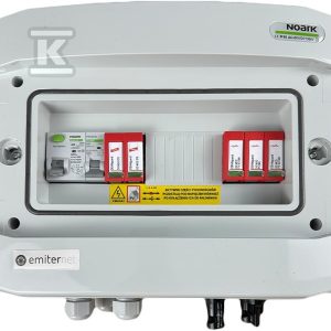 Rozdzielnica DCAC hermetyczna IP65 EMITER z ogranicznikiem przepięć DC Dehn 1000V typu 2, 1 x MPPT / ogr. AC Dehn typ 2, 20A 1-F EM-202_DCAC Rozdzielnica DCAC hermetyczna IP65 EMITER z ogranicznikiem przepięć DC Dehn 1000V typu 2, 1 x MPPT / ogr. AC Dehn typ 2, 20A 1-F EM-202_DCAC