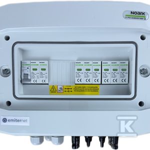 Rozdzielnica DCAC hermetyczna IP65 EMITER z ogranicznikiem przepięć DC Noark 1000V typu 2, 1 x MPPT / ogr. AC Noark typ 2, 20A 1-F EM-202N_DCAC Rozdzielnica DCAC hermetyczna IP65 EMITER z ogranicznikiem przepięć DC Noark 1000V typu 2, 1 x MPPT / ogr. AC Noark typ 2, 20A 1-F EM-202N_DCAC
