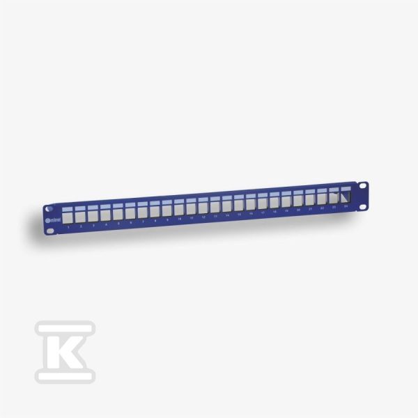 Panel 19″ 24 x RJ45 STP (1U) do gniazd beznarzędziowych, ekranowany, nieuzbrojony, z półką (EM/3012KXBP-24S) EM/3012BP-24
