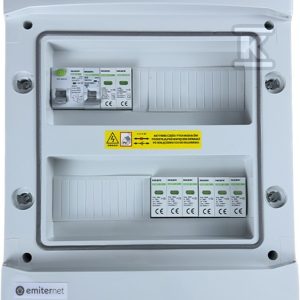 Rozdzielnica DCAC hermetyczna IP65 EMITER z ogranicznikiem przepięć DC Noark 1000V typu 2, 2 x MPPT / ogr. AC Noark typ 2, 16A 1-F EM-669N_DCAC Rozdzielnica DCAC hermetyczna IP65 EMITER z ogranicznikiem przepięć DC Noark 1000V typu 2, 2 x MPPT / ogr. AC Noark typ 2, 16A 1-F EM-669N_DCAC