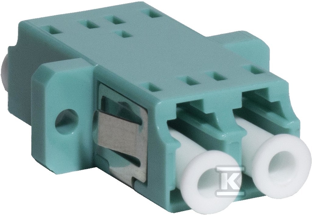 Adapter LC MM OM3 duplex turkusowy (z flanszą) EM/ADLCUPCMM3DX - obrazek 1