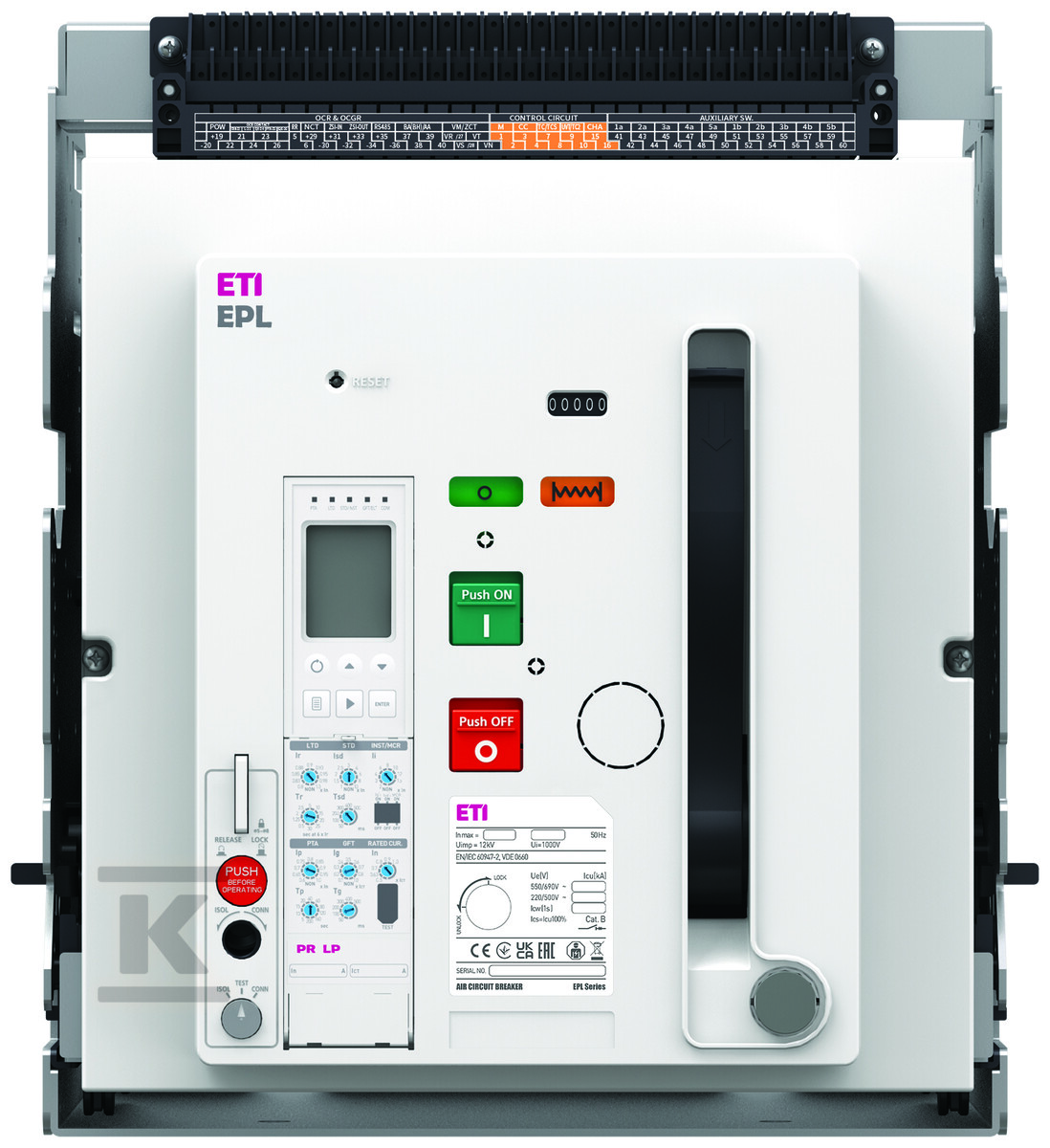 Wyłącznik 2500A 3P 85 kA wysuwny OCR wyzwalacz wzrostowy napęd silnikowy EPL-25 3H BD/M2C2S2/PR-LP 004695706