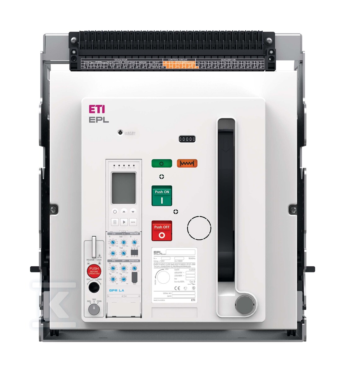 Wyłącznik 3200A 3P 85 kA wysuwny OCR wyzwalacz wzrostowy napęd silnikowy EPL-32 3H BD/M2C2S2/PR-LP 004695707