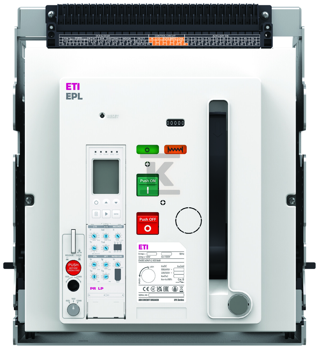 Wyłącznik 2000A 4P 85 kA wysuwny OCR wyzwalacz wzrostowy napęd silnikowy EPL-20 4H BD/M2C2S2/PR-LP 004695713