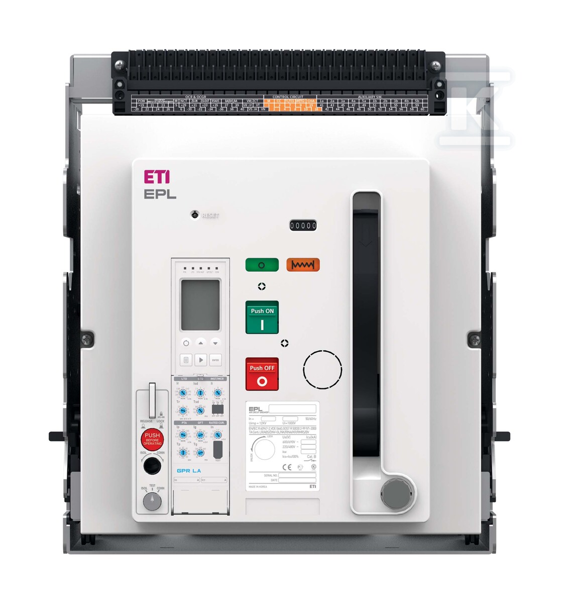 Wyłącznik 2500A 4P 85 kA wysuwny OCR wyzwalacz wzrostowy napęd silnikowy EPL-25 4H BD/M2C2S2/PR-LP 004695714