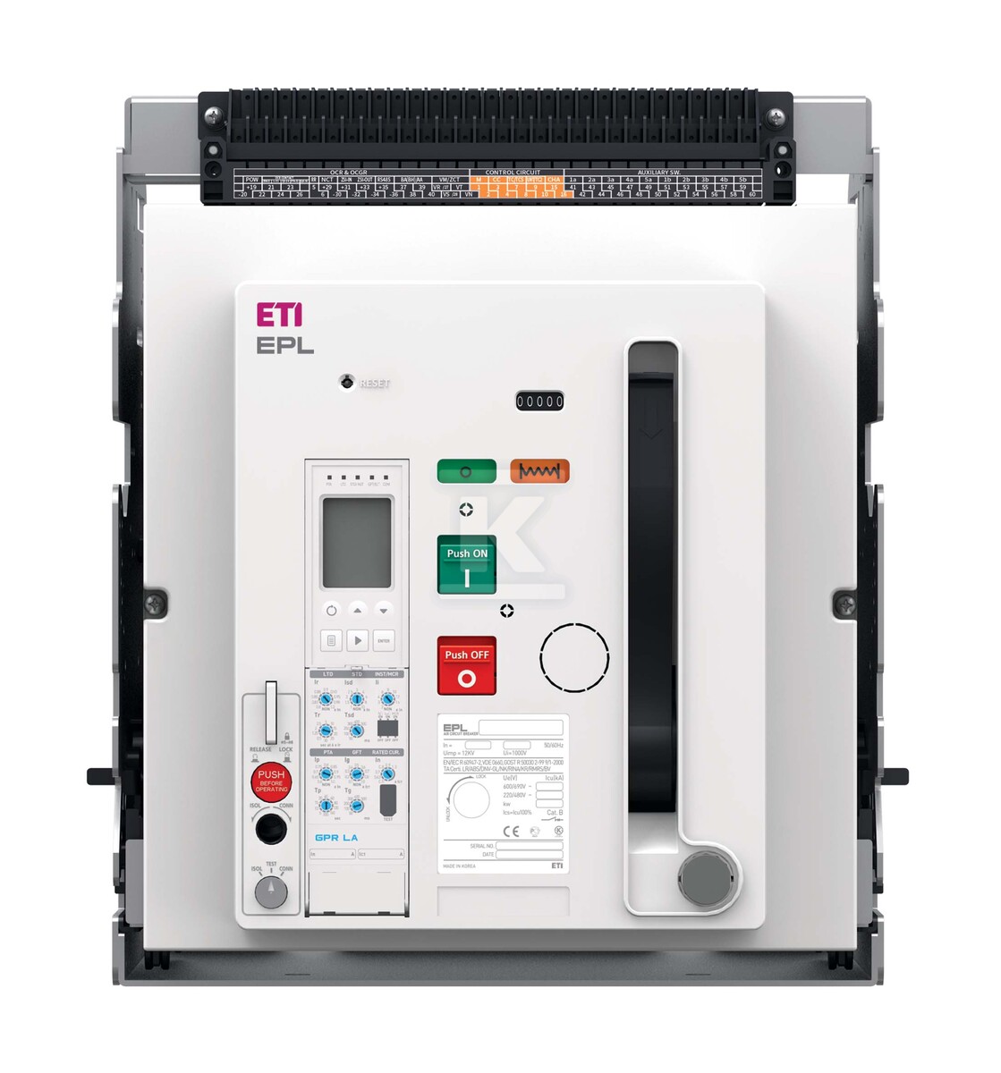 Wyłącznik 3200A 4P 85 kA wysuwny OCR wyzwalacz wzrostowy napęd silnikowy EPL-32 4H BD/M2C2S2/PR-LP 004695715