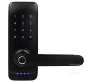 Klamka z kontrolerem dostępu "EURA" ELH-01H4 - czarna, szyfrator, czytnik Mifare 13,56 MHz, czytnik biometryczny, IP55, App TTLock/ TTHotel H41A701 - obrazek 1