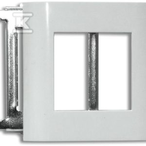Ramka maskująca 2-modułowa z uchwytem metalowym, do kanałów KP90x60, 110×60, 130×60, 150×60 i puszek PU-2 RAMK-2/M Ramka maskująca 2-modułowa z uchwytem metalowym, do kanałów KP90x60, 110×60, 130×60, 150×60 i puszek PU-2 RAMK-2/M