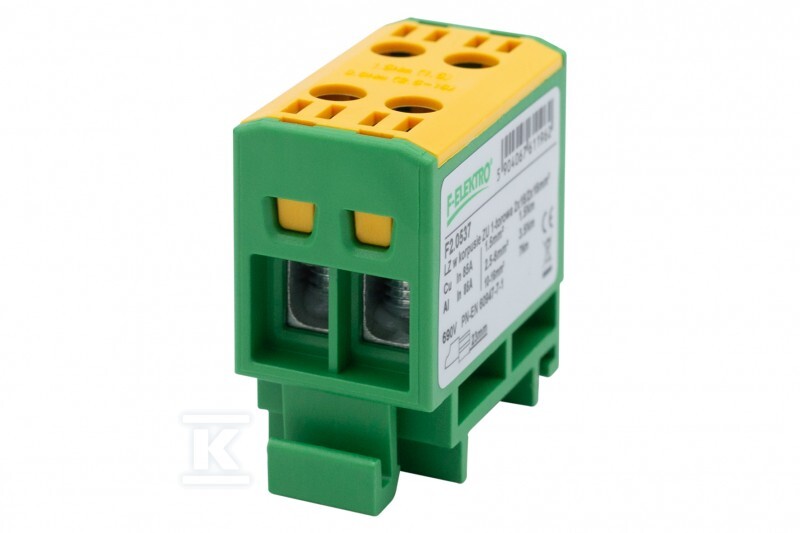 Listwa zaciskowa LZ w korpusie ZU 1-torowa 2x16mm2 / 2x16mm2 - Al/Cu żółto/zielona F2.0537 - obrazek 1