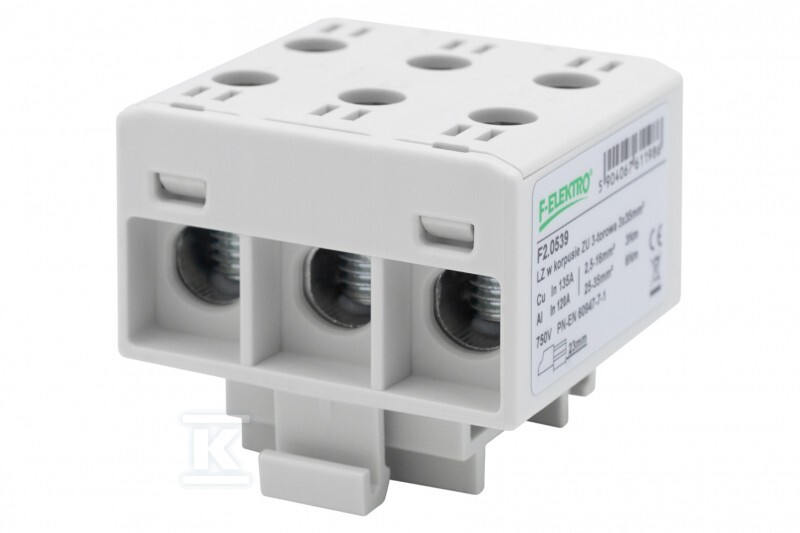 Listwa zaciskowa LZ w korpusie ZU 3-torowa 3x35mm2 - szara (3L) Al/Cu F2.0539 - obrazek 1