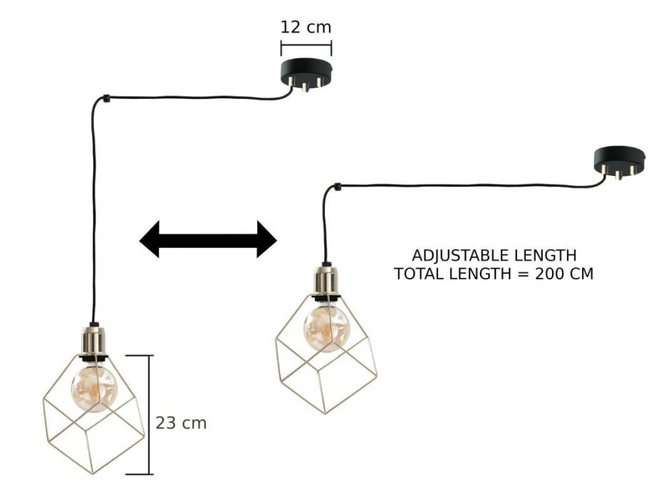 Lampa wisząca loftowa 5xE27 TAHO GOLD - obrazek 2