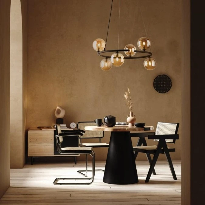 Lampa wisząca z brązową obręczą i szklanymi kloszami ANABELLE 6571 TK Lighting - obrazek 2