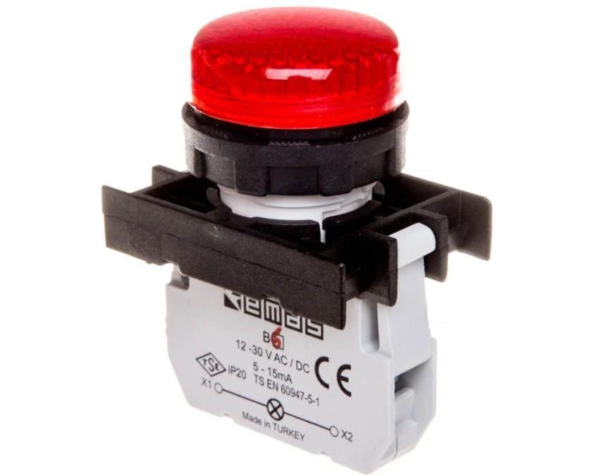 Lampka sygnalizacyjna B z LED, 12‑30V AC/DC, czerwona T0‑B060XK - obrazek 1