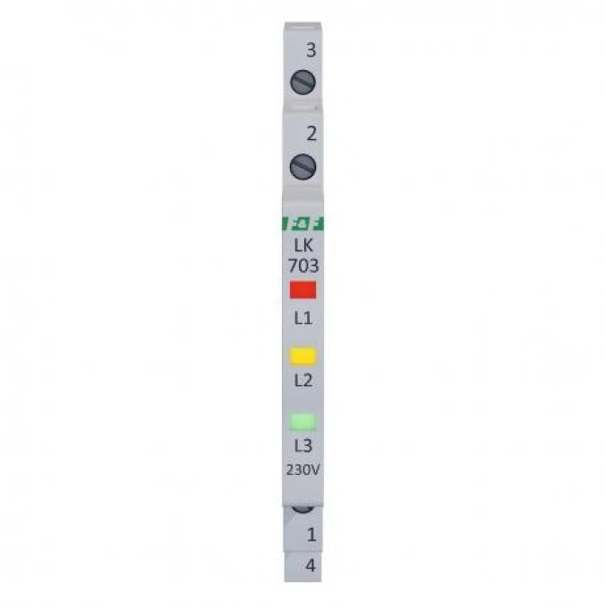 Lampka modułowa 3‑fazowa czerwona/żółta/zielona Slim 1/2 modułu 230V LK‑703K - obrazek 2