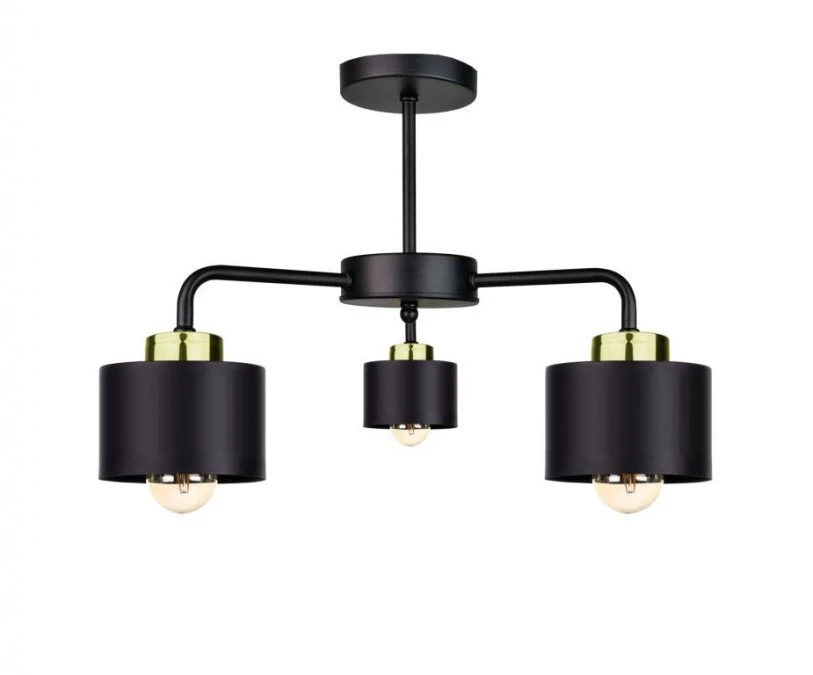 Lampa sufitowa nowoczesna 3x E27 SIMPLY BLACK/GOLD - obrazek 1