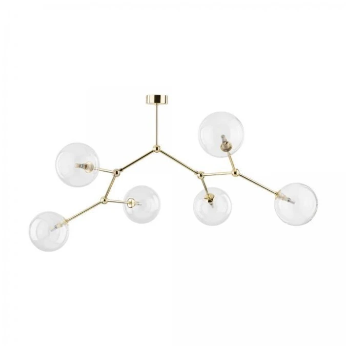 Lampa sufitowa z 6 okrągłymi kloszami z transparentnego szkła i złotymi dodatkami FAIRY 10071 TK Lighting - obrazek 1