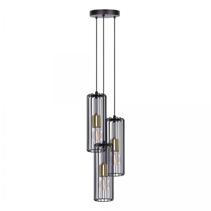 Lampa wisząca czarno‑złota na okrągłej podsufitce z serii GABIA K‑4937 Kaja Lighting - obrazek 1