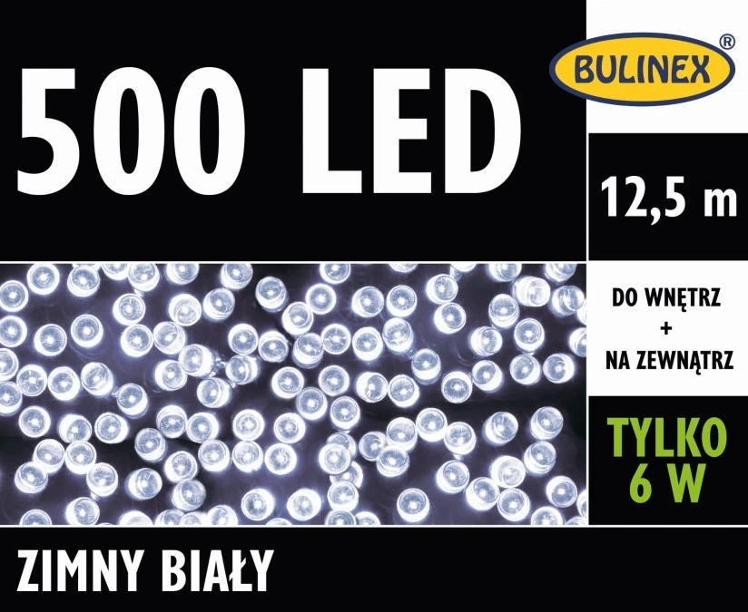 Lampki Bulinex 500led biały zimny 12,5m sznur - obrazek 1