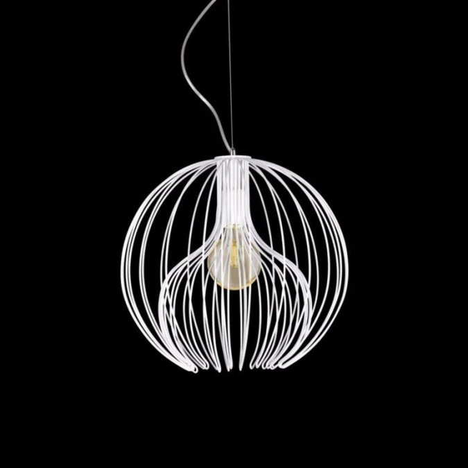 Lampa wisząca TORI biała, druciana klatka klosz na E27 K‑3405 BIAŁY Kaja Lighting - obrazek 1