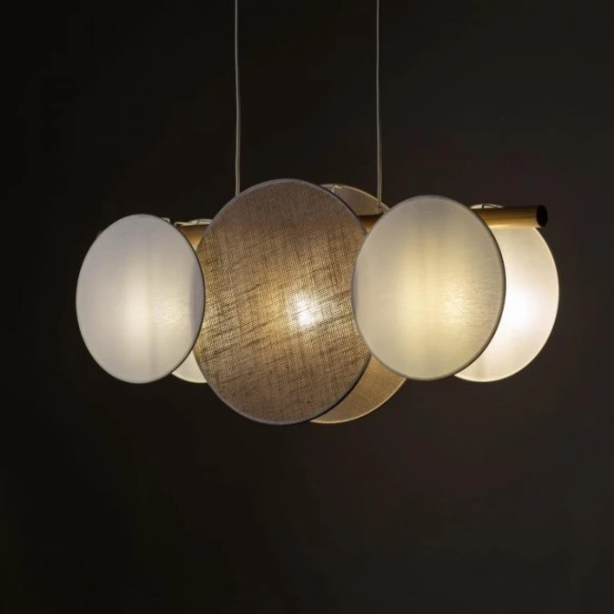 Lampa wisząca z abażurami w stylu boho z serii PULSE, klosze z tkaniny i juty, gwint 3*E27 10005 TK Lighting - obrazek 3