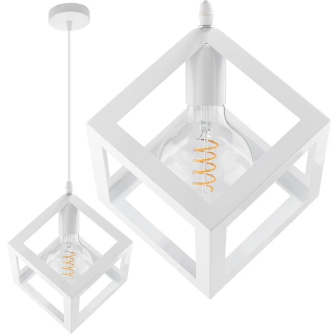 Lampa wisząca TALUS geometryczna kwadrat ZWIS do LED Biała 1x E27 LUMILED - obrazek 2