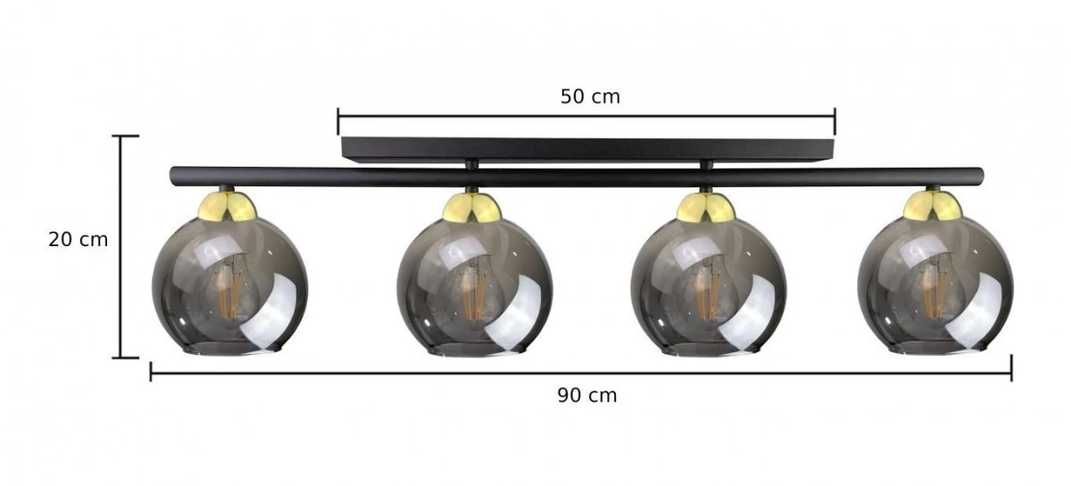 Lampa sufitowa nowoczesna 4xE27 MINOR BLACK/GOLD - obrazek 3