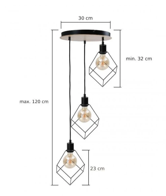 Lampa wisząca loftowa 3xE27 RUBEN WOOD - obrazek 2