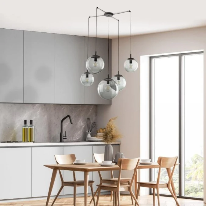 Lampa wisząca ESME 5382 grafitowe szklane klosze 5xE27 TK Lighting - obrazek 2