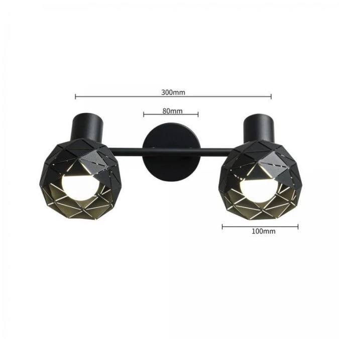 Lampa z dwoma czarnymi reflektorkami REUS ozdobne klosze LP‑8069/2WS BK Light Prestige - obrazek 2