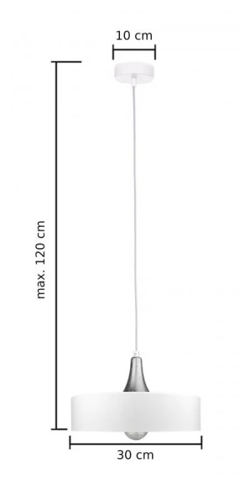Lampa wisząca 1xE27 EOS WHITE/SILVER - obrazek 3