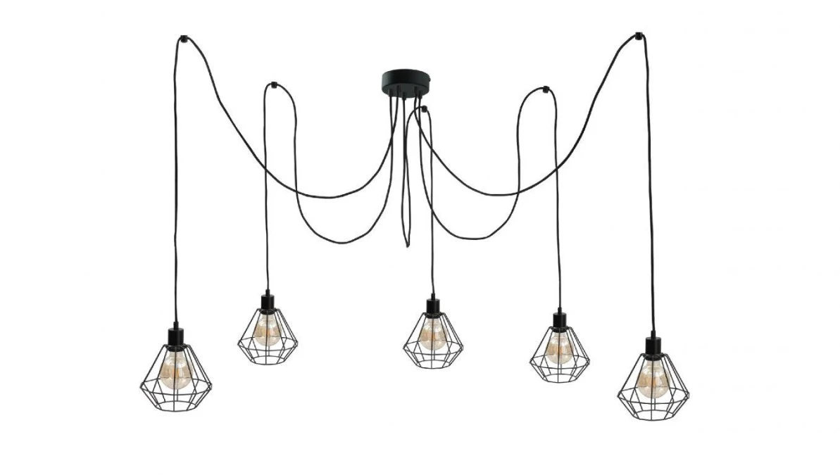 Lampa wisząca loftowa 5xE27 FOSKAL BLACK - obrazek 1
