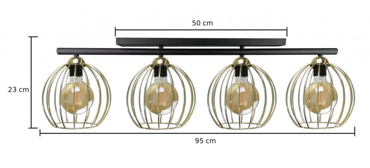 Lampa sufitowa nowoczesna 4xE27 BACCA BLACK/GOLD - obrazek 3