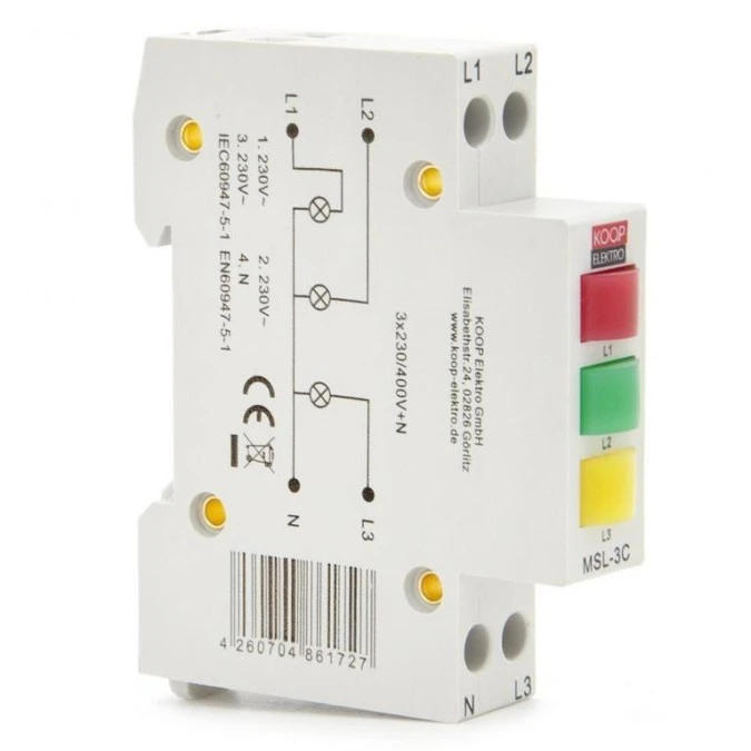 Lampka sygnalizacyjna, kontrolka 3‑fazowa, wskaźnik modułowy MSL‑3C - obrazek 3