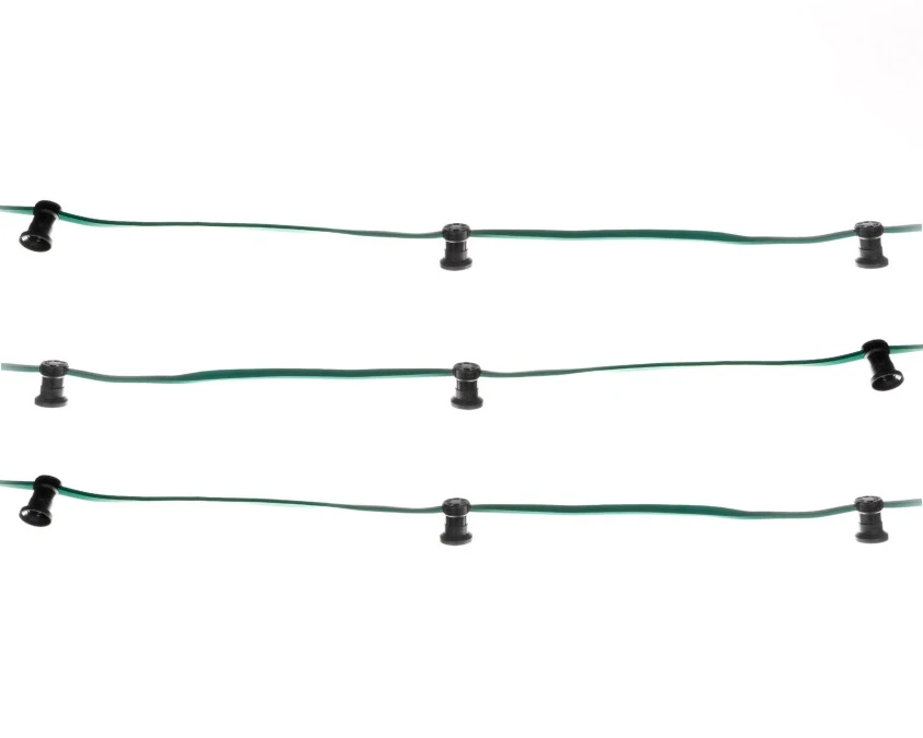 Łańcuch świetlny 10m 15x E27+uszczelki z haczykiem, bez żarówek 10/16A 250V max.600W LS01