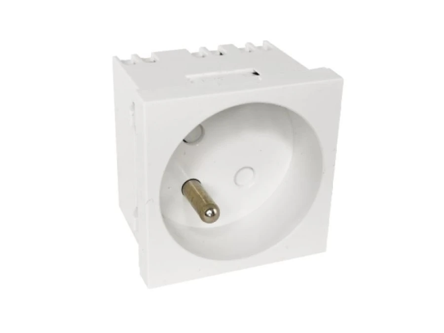 Modularne gniazdo elektryczne ALANTEC 2P+Z, 45x45, standardowe, białe PZ016 - obrazek 1