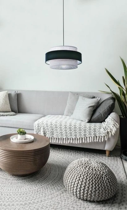 Lampa wisząca ETELA klasyczny styl podwójny klosz czarno‑szary K‑5171 Kaja Lighting - obrazek 3