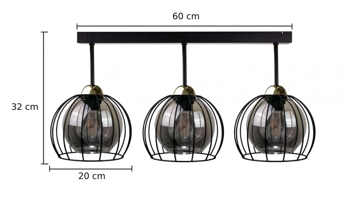 Lampa sufitowa nowoczesna loftowa 3xE27 SOLO BLACK/GOLD - obrazek 3