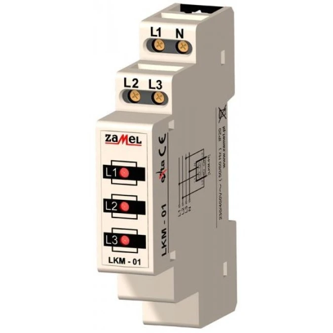 Lampka modułowa 3‑fazowa czerwone 230V/400V 3xLED TN LKM‑01‑10 EXT10000036 - obrazek 3