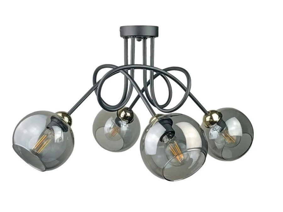 Lampa sufitowa nowoczesna 4xE27 RING BLACK/GOLD - obrazek 1